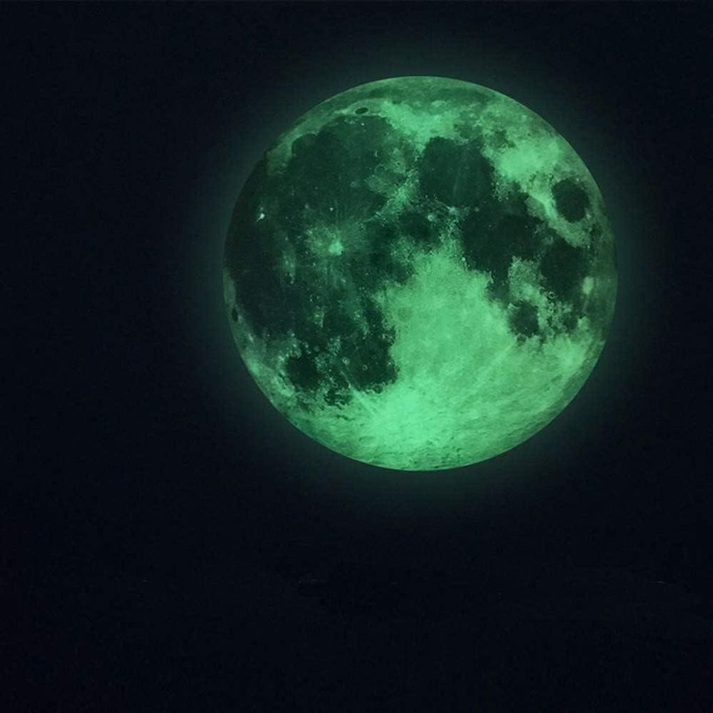 Leuchtender Mond Wandsticker 30cm - Perfekte Decken- und Wanddekoration für Schlafzimmer und Wohnzimmer - Geburtstagsdekoration - Grün