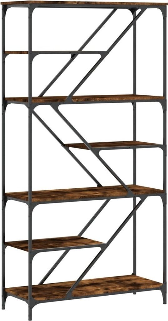Bücherregal Räuchereiche 91x36x176 cm Holzwerkstoff und Stahl