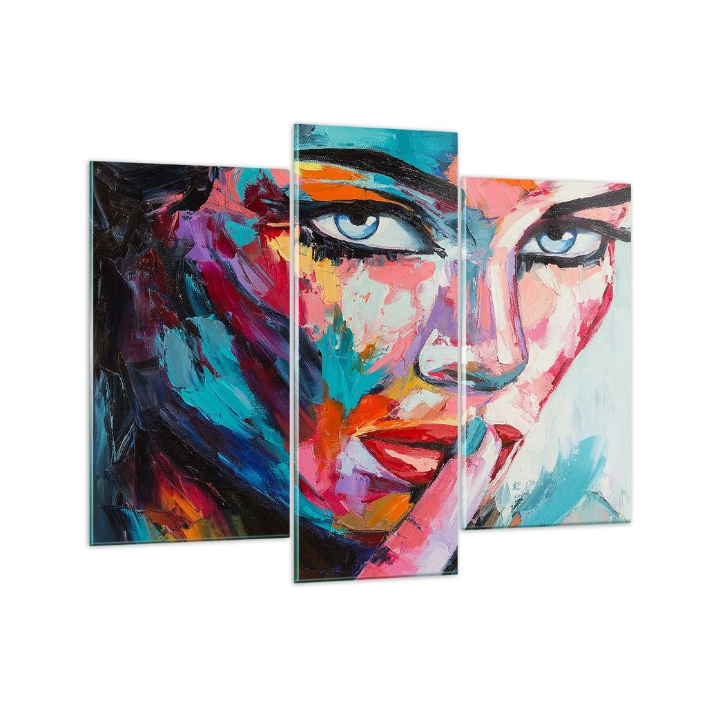 Bilder auf glas - Mädchen Gesicht - 130x100cm - Glasbilder - Wandbilder - Kunstdruck - zum Aufhängen bereit - Wanddekoration aus Glas - Glas Bild...