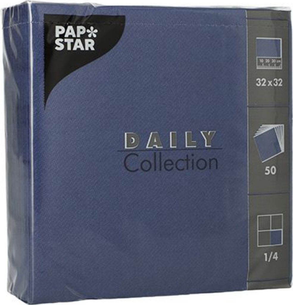 PAPSTAR Servietten 320 x 320 mm 3-lagig dunkelblau 50 Stück