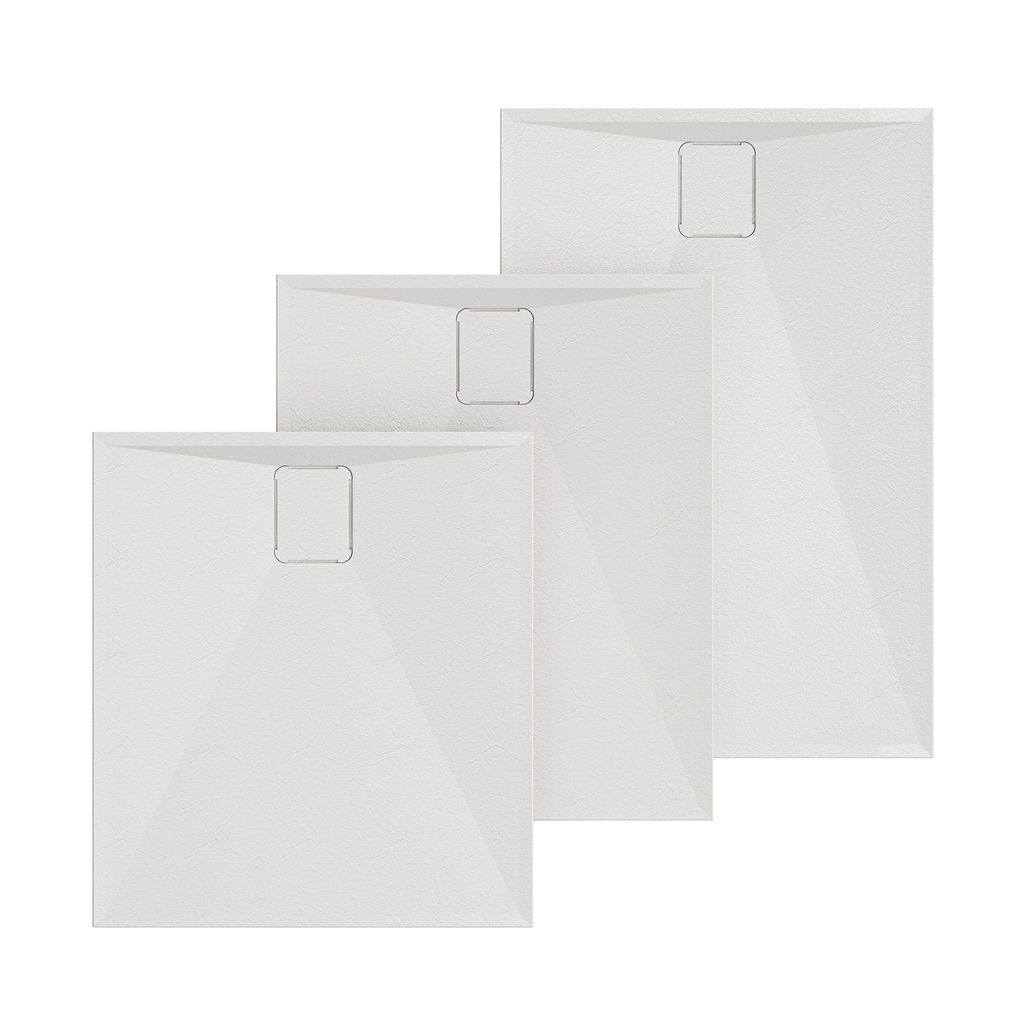 HOROW Rechteckig Duschwanne weiß struktur mit rutschhemmender Oberfläche - ohne. Ablassschraube - 3 Größen - 90 x 80 cm / 100 x 80 cm / 120 x 8...