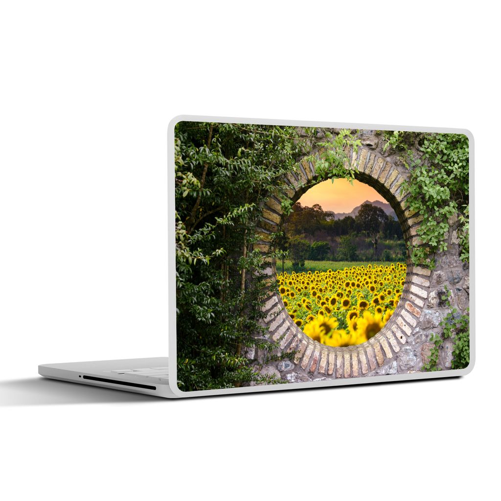MuchoWow Laptop Aufkleber Sticker Cover Durchschauen - Blumen - Sonnenblume 31x22.5 cm - Laptop-Deko