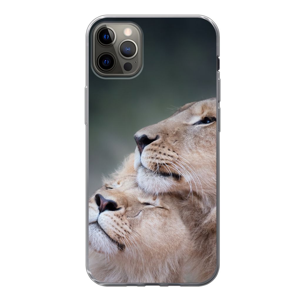 MuchoWow Handyhülle Schutzhülle Hülle für iPhone 12 Pro Max Löwe - Wilde Tiere - Big Five Silikon Softcase Handy Hülle - Hartschale