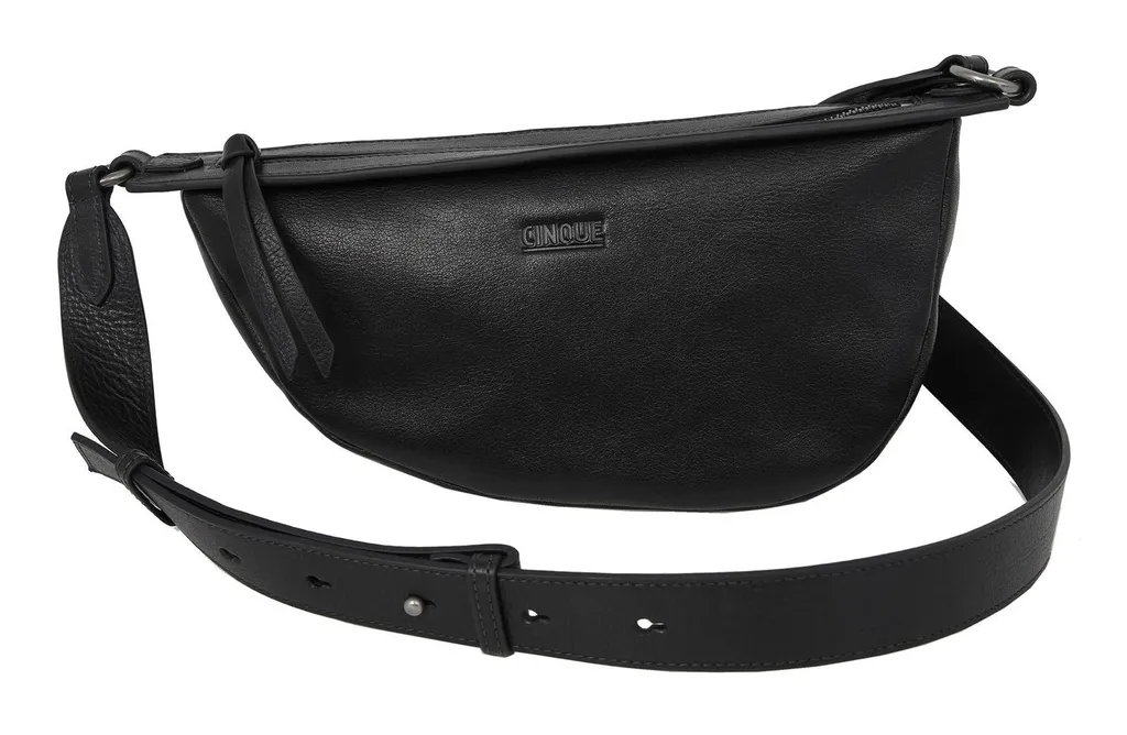 Petit sac à épaule Felicia CINQUE en cuir lisse noir avec bandoulière