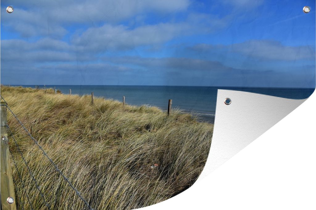 MuchoWow 120x80 cm Outdoor-Poster Gartendeko Sichtschutz Garten Poster für den Garten Die französischen Dünen von Utah Beach in Europa