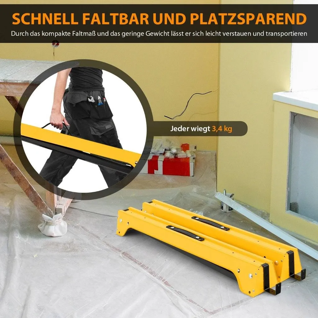 Paire de supports de scie compacts en acier avec structure pliable