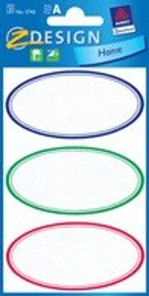 AVERY Zweckform Z Design Haushaltsetiketten "oval" bunt 3 Blatt à 3 Etiketten