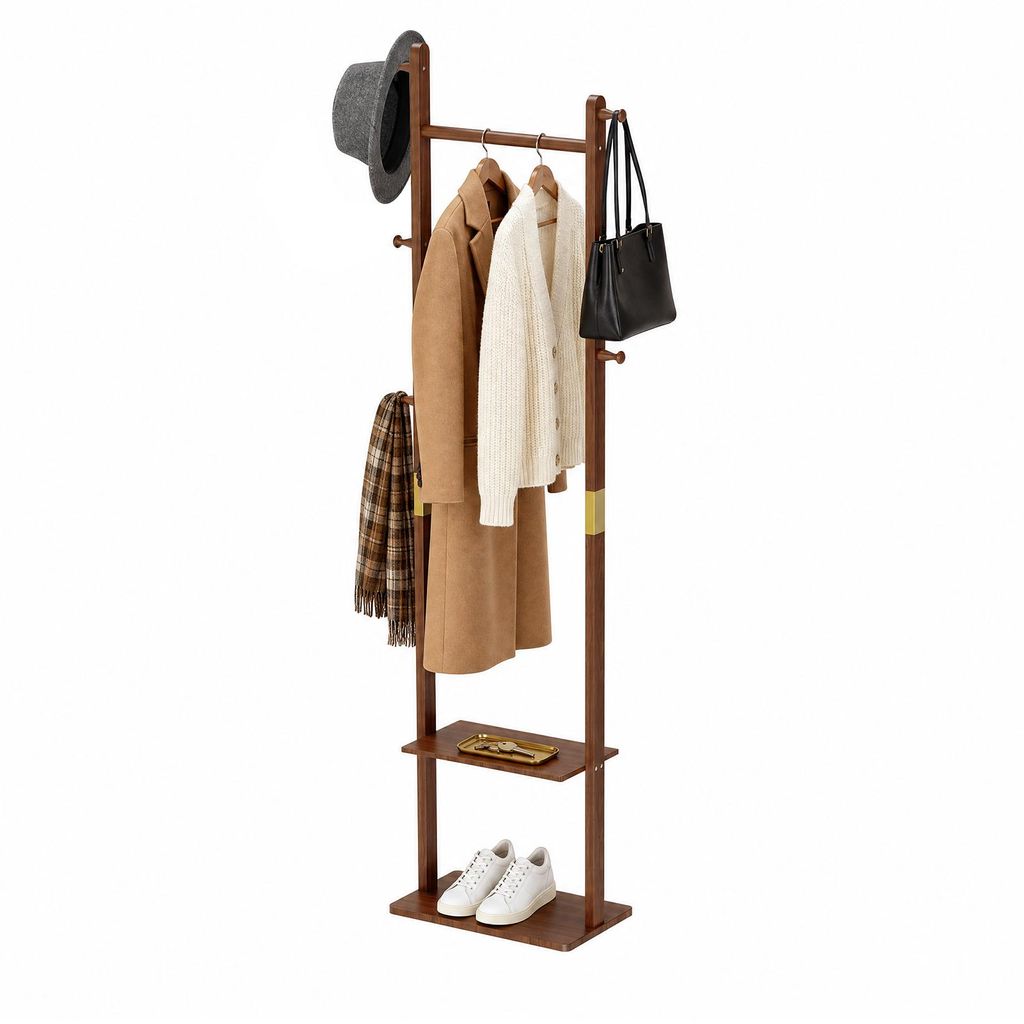 Garderobenständer 160cm Massivholz Nussbaum – Produktbild 