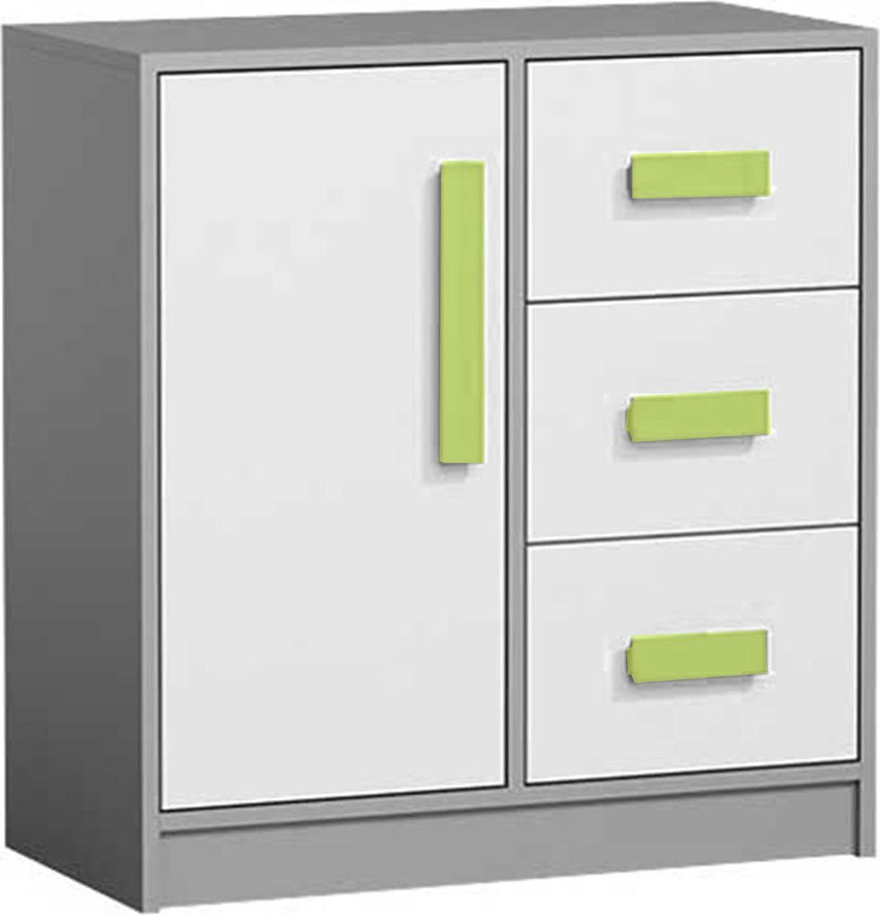 Kommode Sideboard Git 80x40x85cm anthrazit weiß 1-türig Griffe grün