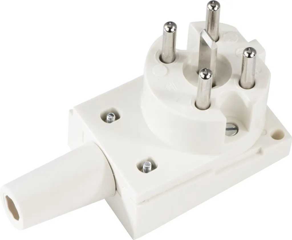 Prise mâle triphasée CEE 16A 400V Xavax Fiche de sécurité blanche 3P+N+T