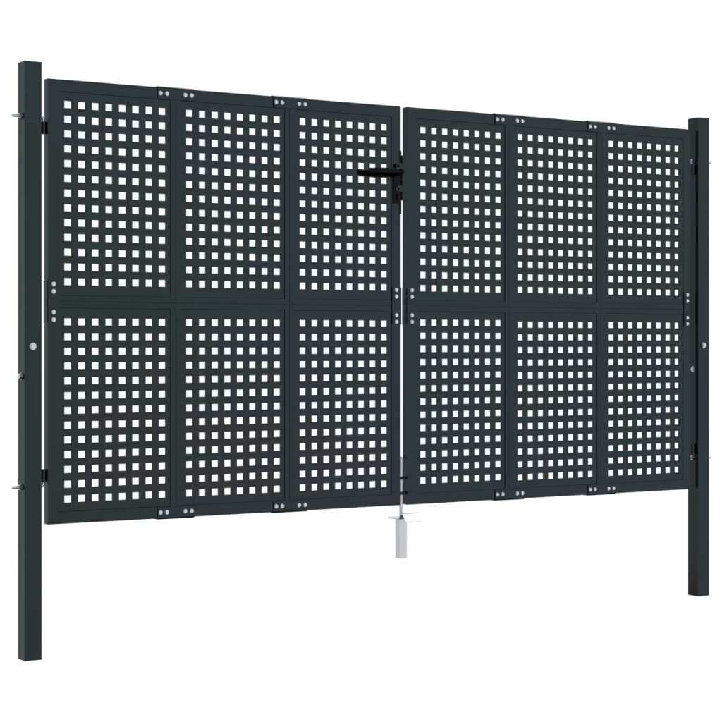 vidaXL Portail de jardin Anthracite 300x150 cm Acier Image du produit 