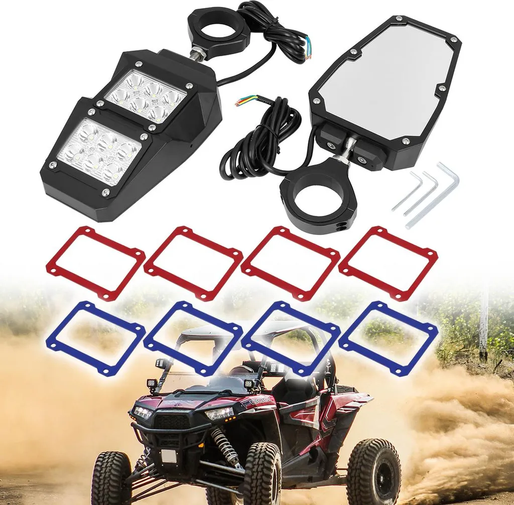 Rétroviseur UTV grand angle 6.3" équipé de projecteurs LED blancs