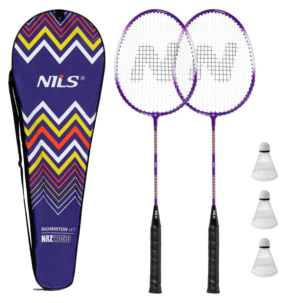 Badminton-Set: 2 Aluminiumschläger, 3 Federbälle, Hülle