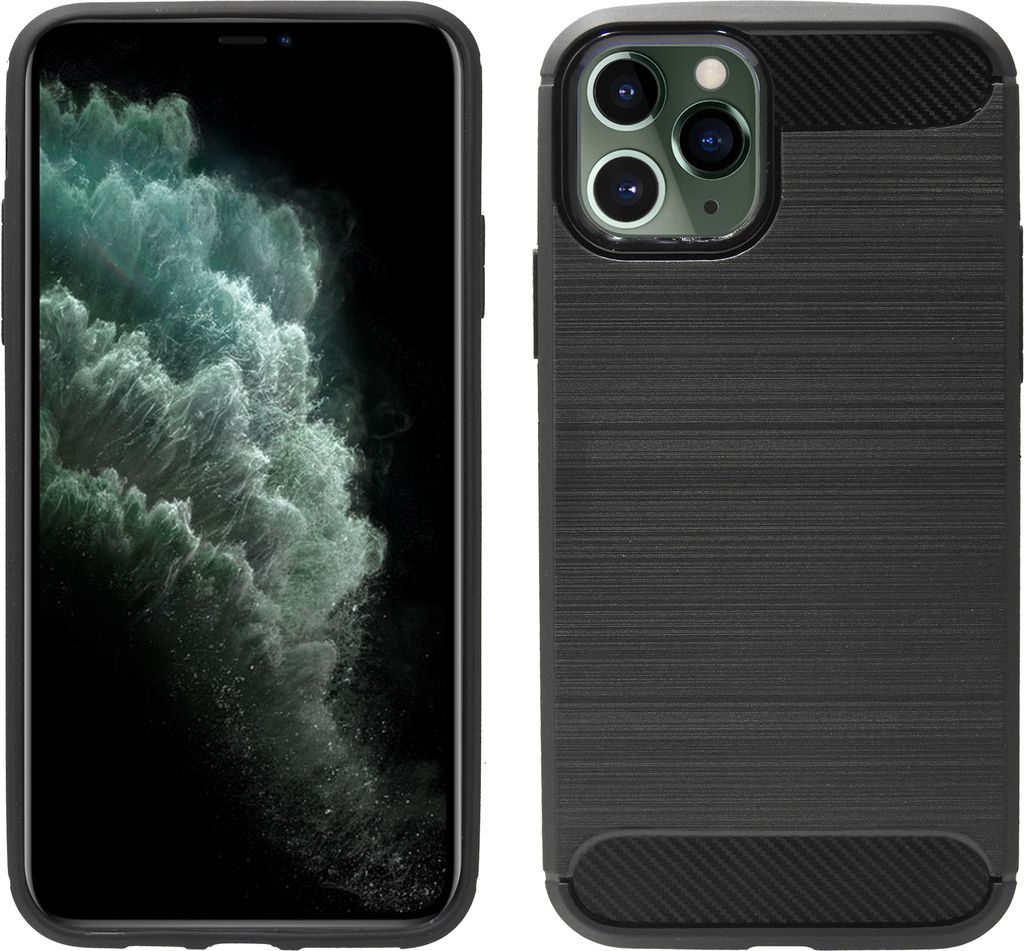 cofi1453 Silikon Hülle Carbon kompatibel mit iPhone 11 Pro TPU Case Soft Handyhülle Cover Schutzhülle Schwarz