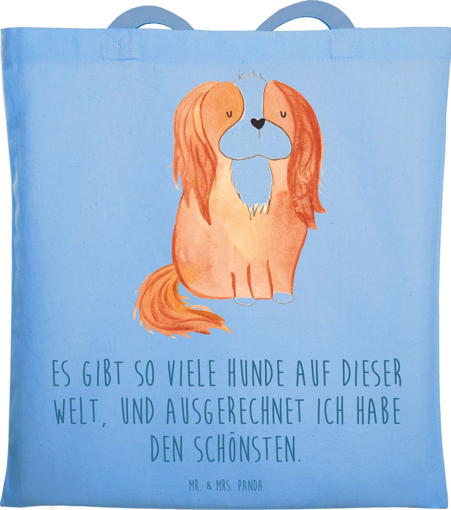 Mr. & Mrs. Panda Shopping Tasche Hund Cavalier King Charles Spaniel - Sky Blue - Geschenk, Sprüche, Bester, Laptoptasche, Cockerspaniel, Schultasc...