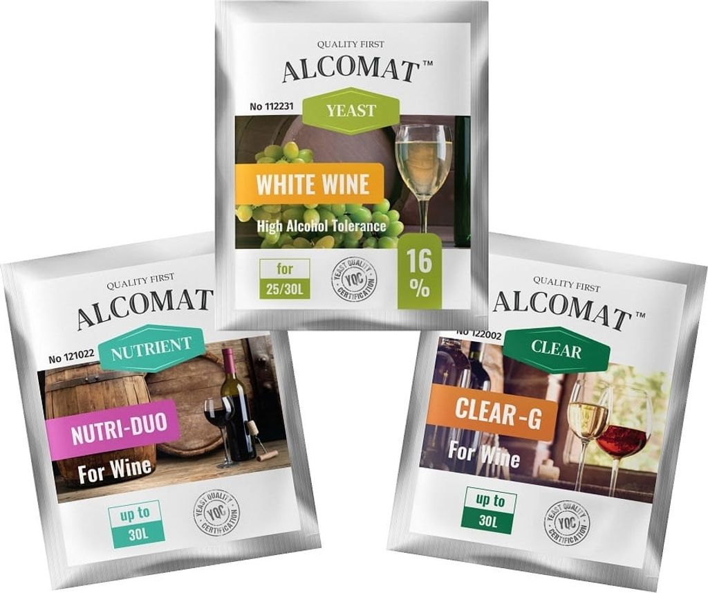SET Alcomat Weißweinhefe HAT 16% + Nährstof + Klärmittel | Produktbild 