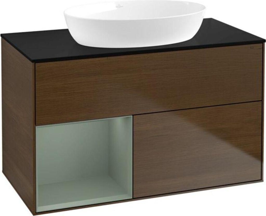 V&B Waschtischunterschrank Finion 100, Pl bla m, Reg Oli. m Lac, wal ven