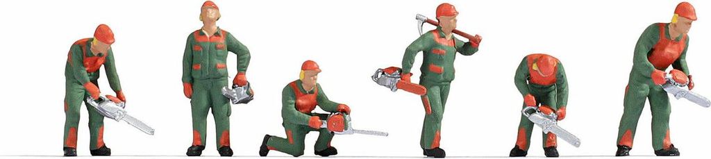 NOCH Waldarbeiter, handbemalte Figuren, 1:87 (H0) Maßstab, 6 Miniatur-Figuren für Modellbau, Dioramen und DIY Projekte