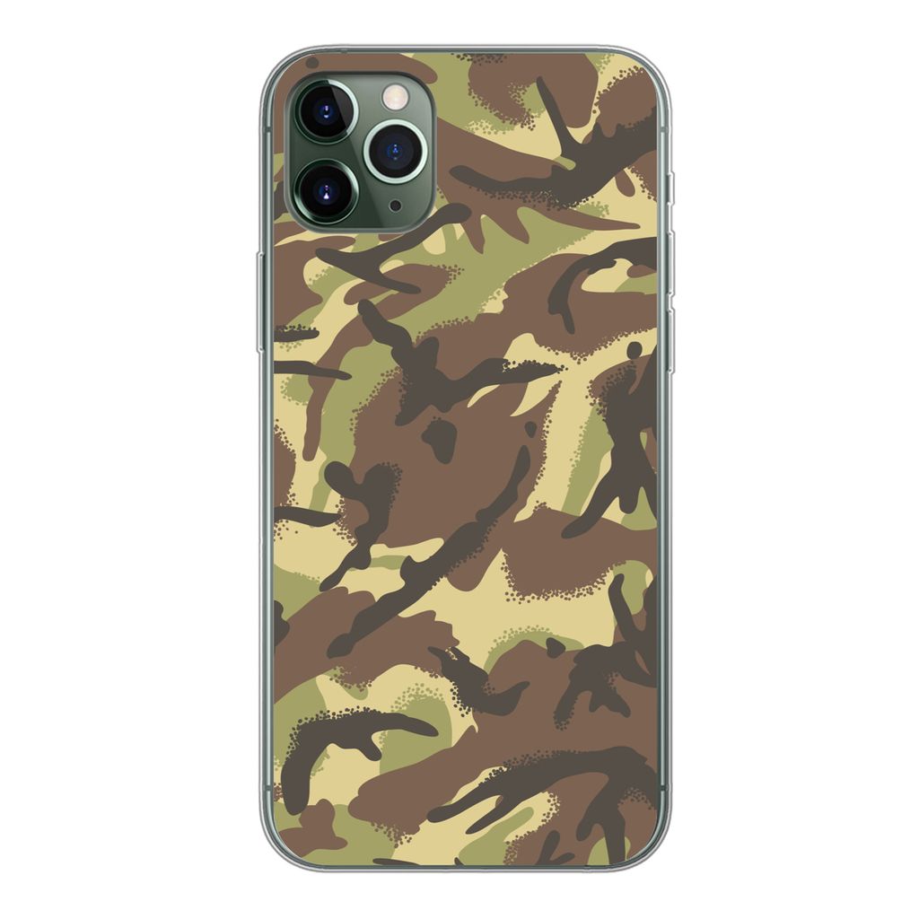 MuchoWow Handyhülle Schutzhülle Hülle für iPhone 11 Pro Max Camouflage-Muster in natürlichen Farben Silikon Softcase Handy Hülle - Schutz
