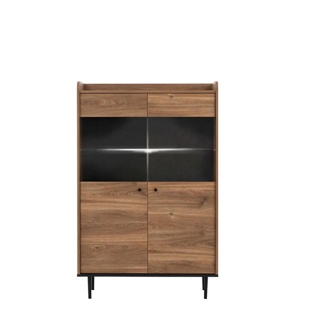 Vitrine LED blanche MARIKO 2 en bois brandy castello avec étagères