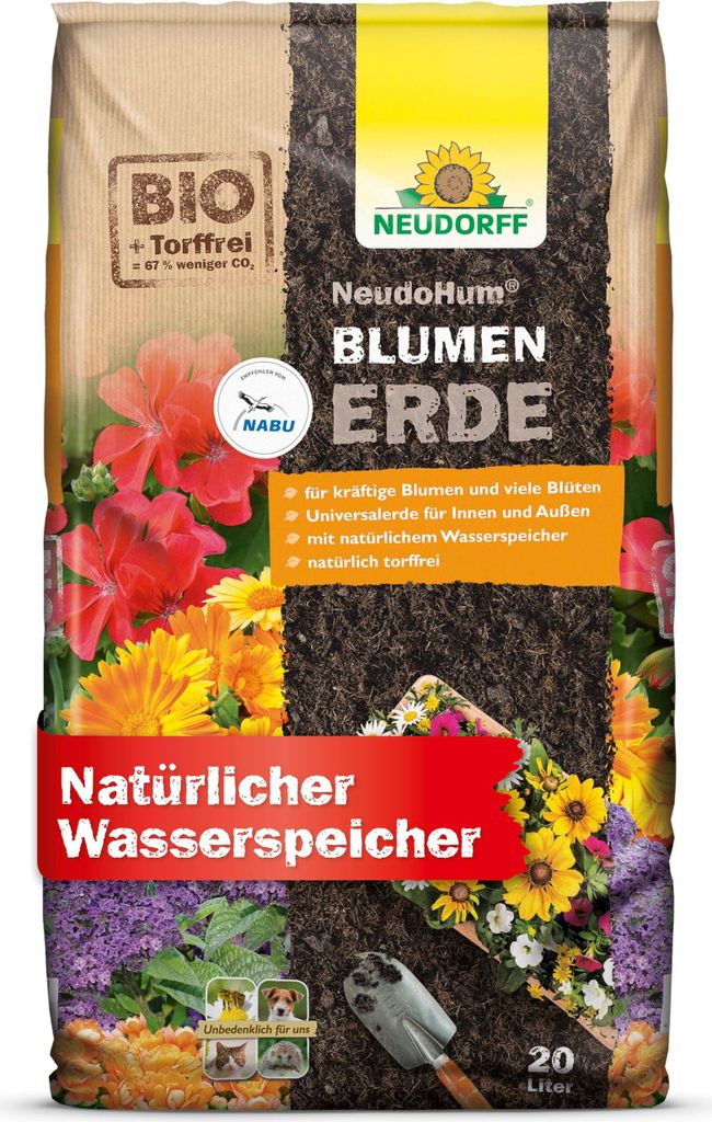 Neudorff NeudoHum BlumenErde 20L - torffreieErde, für Innen Produktbild 