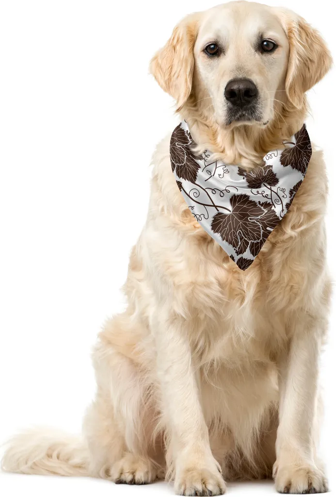 ABAKUHAUS Bandana per Animali 55x55 cm - Foglie Marroni e Bianche
