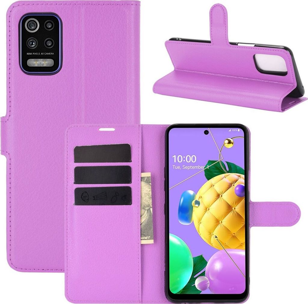 Schutzhülle für LG K52 Case Handy Hülle Cover Case Schutztasche Wallet Klapptasche, Farbe:Violett