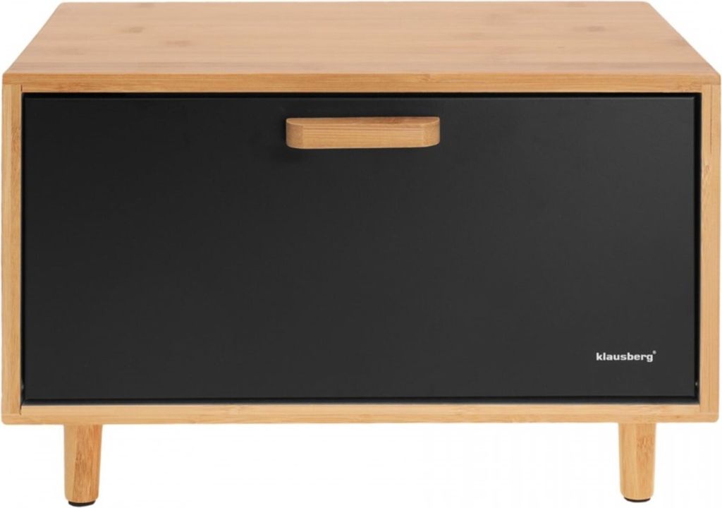 KLAUSBERG Brotkorb aus Bambus mit schwarzem Stahl 38x26 cm