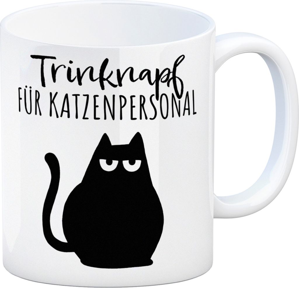 Katze Kaffeebecher mit Spruch Trinknapf für Katzenbesitzer Produktbild 