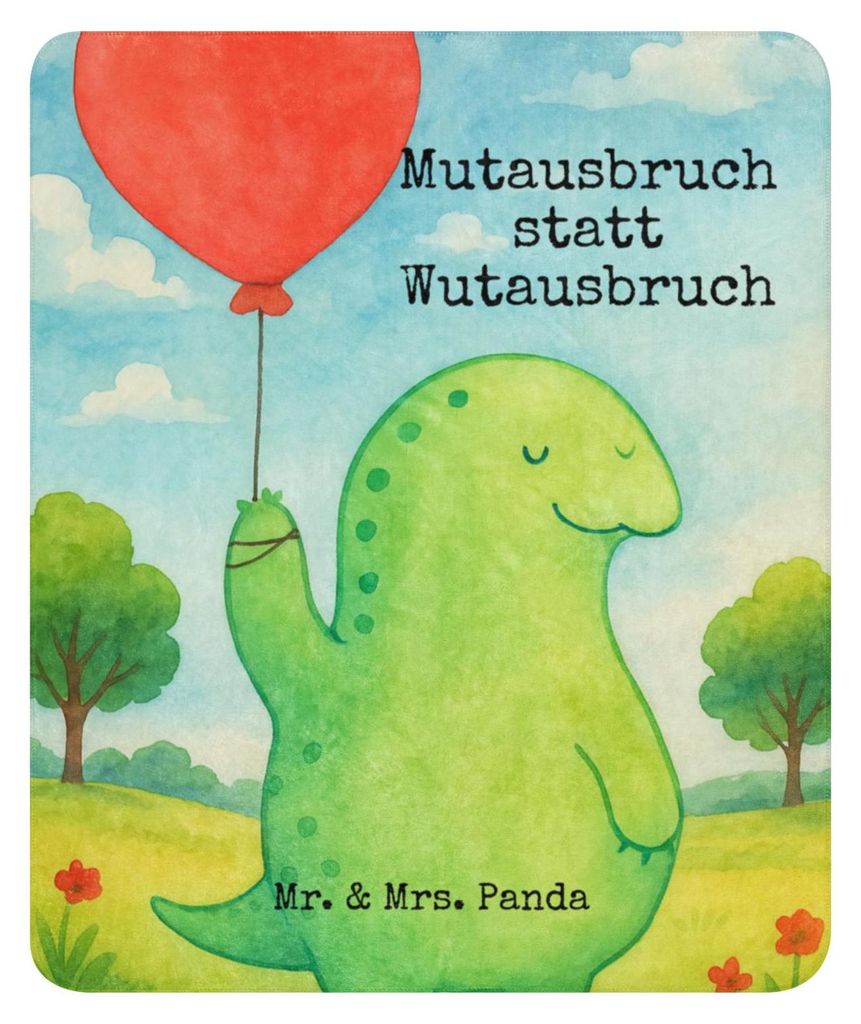 Mr. & Mrs. Panda Heimdecke Schildkröte Luftballon Design 130 x 155 cm - Weiß - Geschenk, Motivationsspruch, Tagesdecke, Ballon, Sofadecke, Schild...