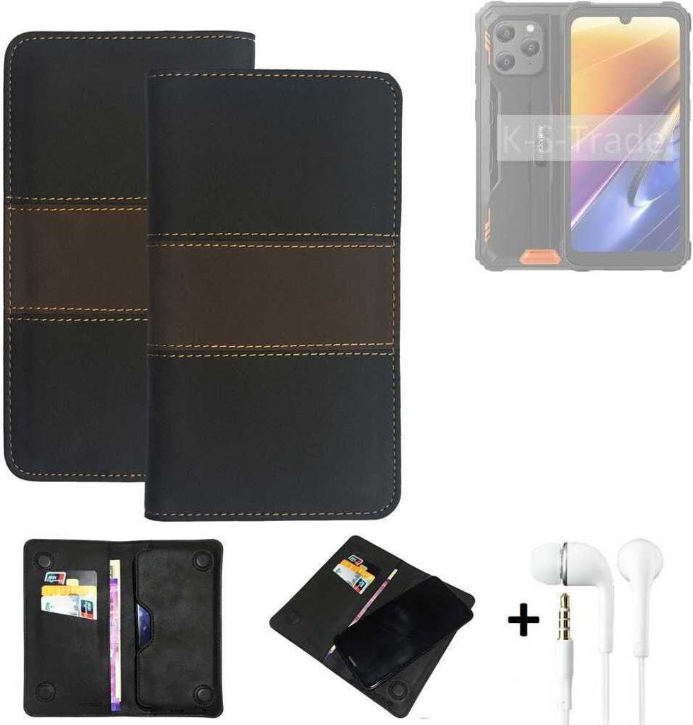 K-S-Trade Handyhülle + Kopfhörer kompatibel mit Blackview BV5300 Plus Schutzhülle Walletcase Bookstyle Tasche Schutz Case Hülle Wallet Cover