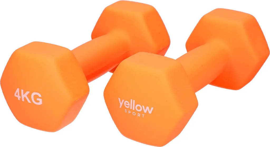 Haltères 2 x 4 kg yellowSPORT pour Gym à Domicile et Cardio-Training Orange