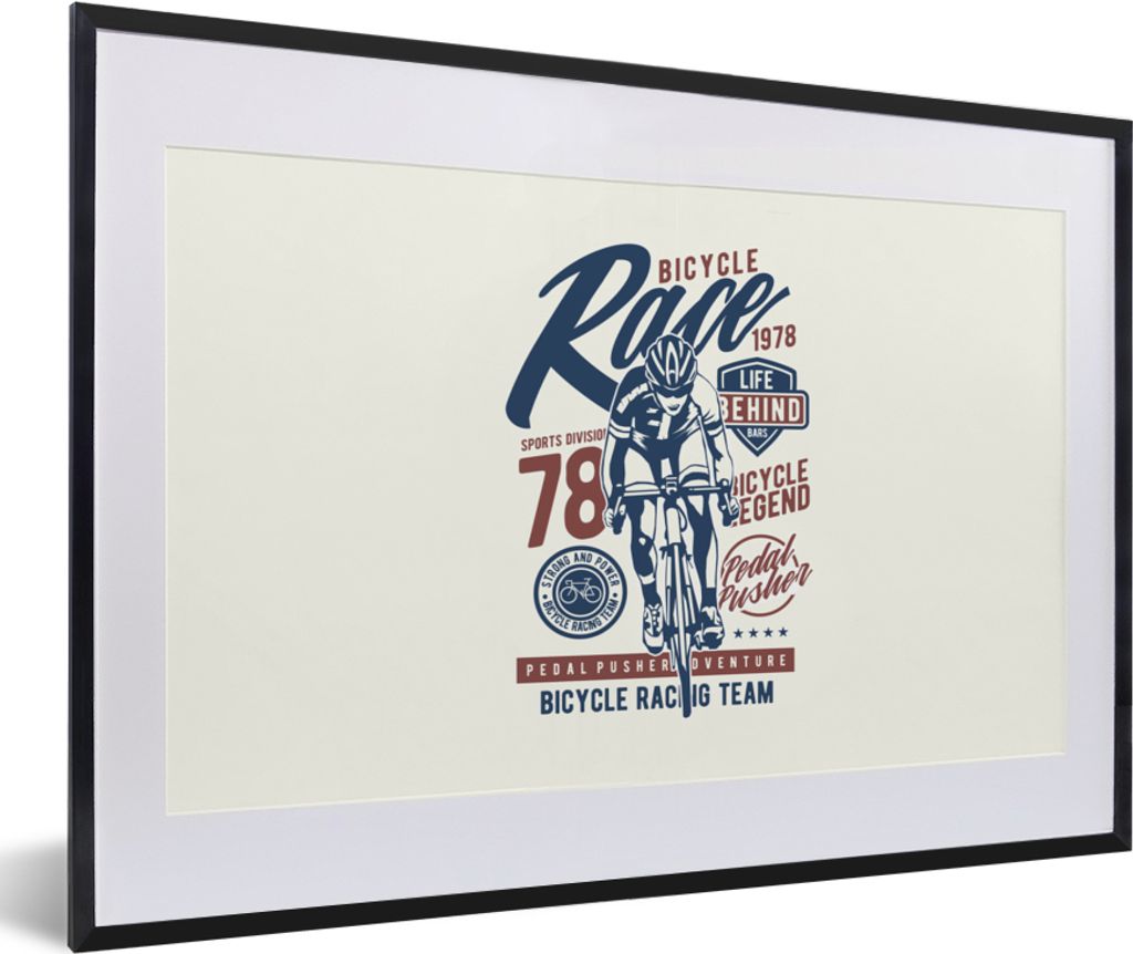MuchoWow MuchoWow Gerahmtes Poster Straßenradsport - Rennen - Vintage 60x40 cm - Poster mit zchwarzem Bilderrahmen - Schlafzimmer - Plakat in ...