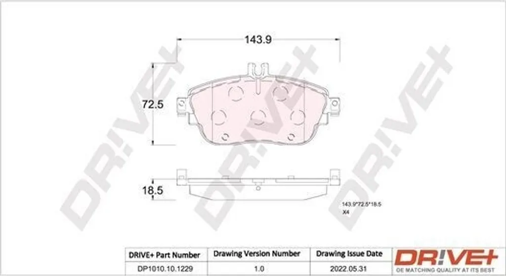 Plaquettes frein avant Dr!ve+ DP1010 pour Mercedes Classe A B GLA CLA 41060-HG00C