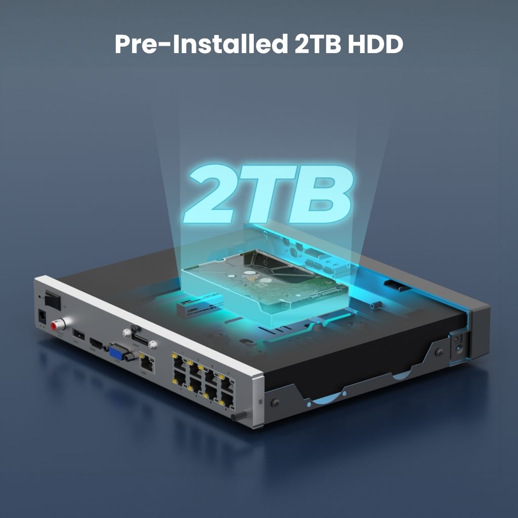 Reolink RLN8-410, 8CH PoE NVR rekordér s 2TB pevným diskom,