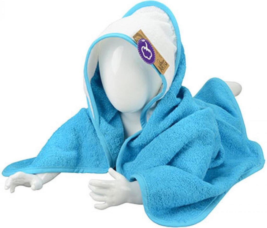 A&R 032.50 | Baby Hooded Towel / 75 x 75 cm - Farbe: Aqua Blue/White/Aqua Blue - Größe: 75 x 75 cm