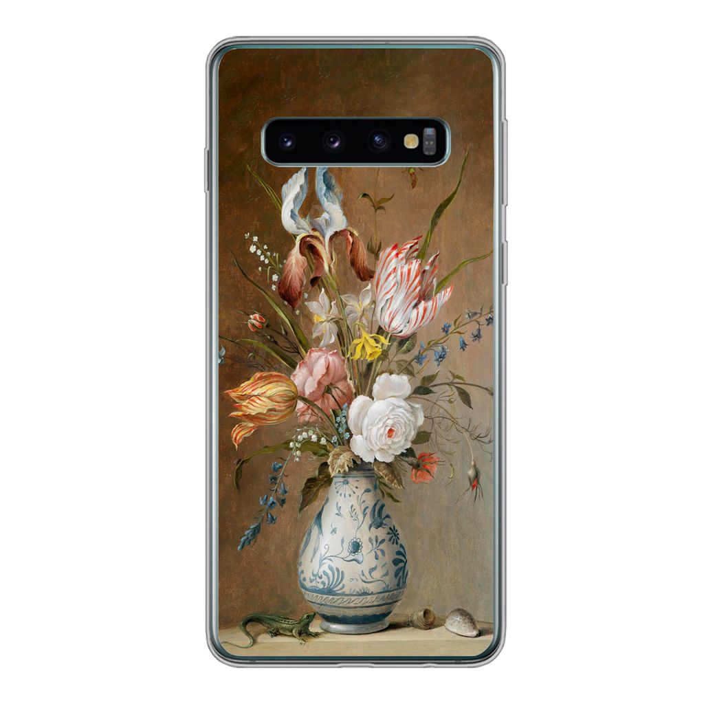 MuchoWow Handyhülle Schutzhülle Hülle für Samsung Galaxy S10 Stilleben mit Blumen - Balthasar van der Ast - Alte Meister Silikon Softcase Han...