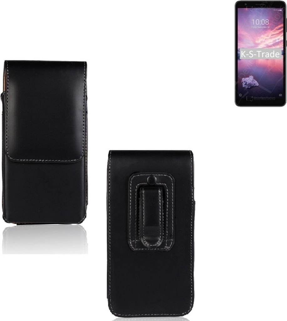K-S-Trade Gürteltasche für ZTE Blade A3 Joy Schutz Hülle Handy Hülle mit Magnetverschluss Holster in schwarz