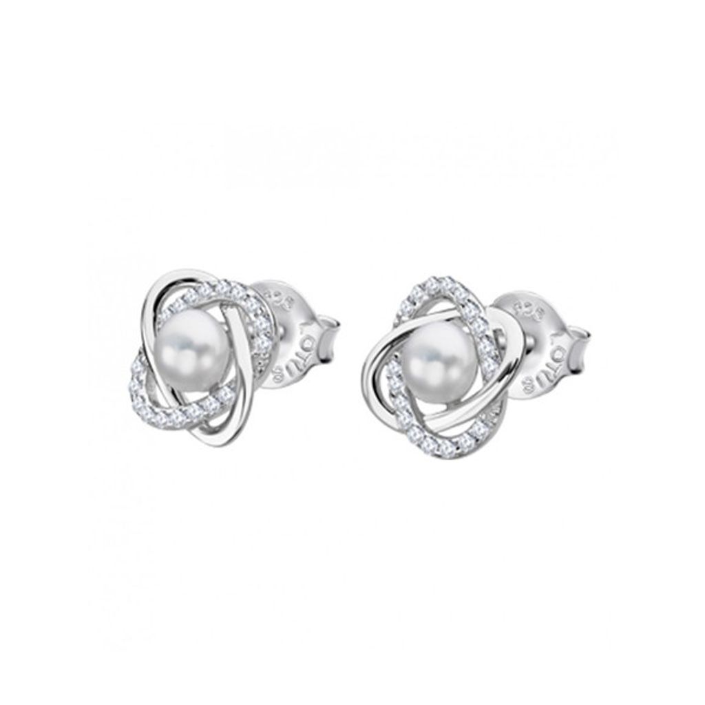 Silver earrings with zircons and pearls LP3094-4 / 1