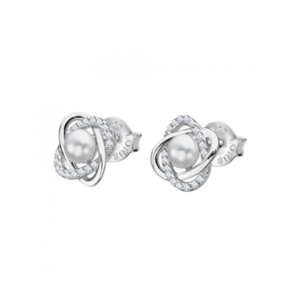 Boucles d'oreilles pendantes en argent avec perles blanches et zircons