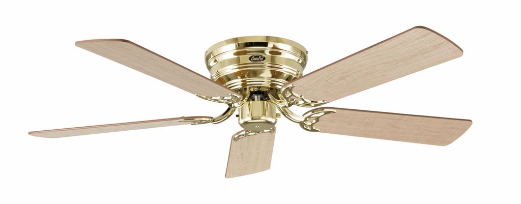 Flacher Deckenventilator mit Zugkette Classic Flat III Messing poliert 132