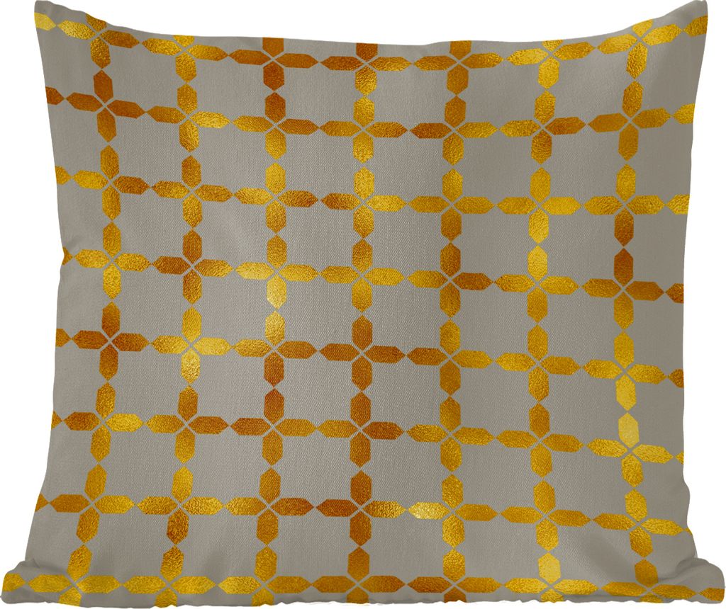 MuchoWow Zierkissen Sofakissen Wohnzimmer Dekokissen 40x40 cm Muster - Luxus - Grau - Gold - Foto Kissen - Schlafzimmer Dekoration