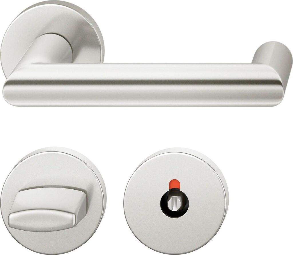 FSB Objekt Drückergarnitur 72 1016 AGL auf Rosette WC DIN, silber eloxiert