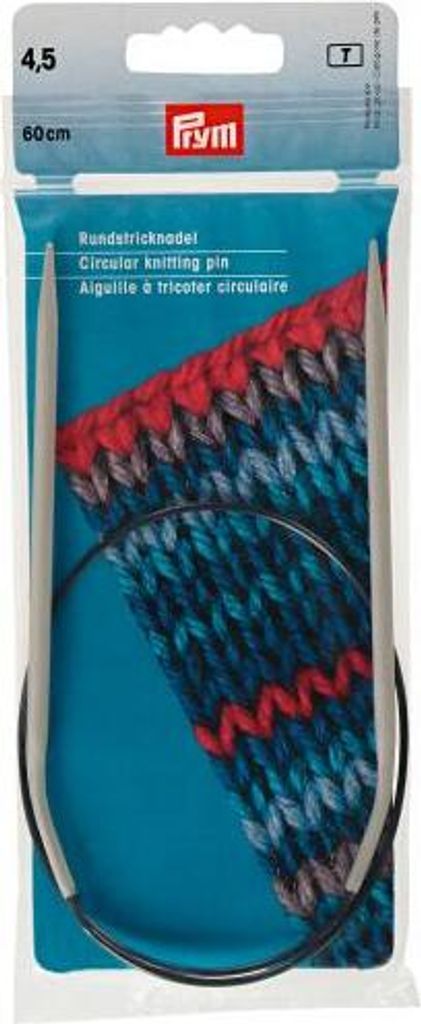 PRYM Rundstricknadeln, Aluminium, 60 cm, Ø 4,50 mm, grau