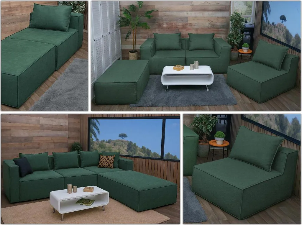 Canapé modulable 2 places vert idéal pour optimiser un petit salon - 14