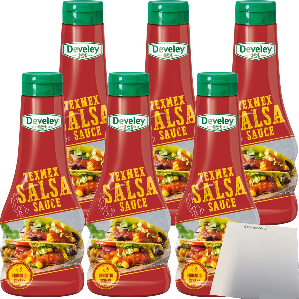 Develey Texmex Salsa Sauce 6er Pack (6x250ml Flasche) + usy Block