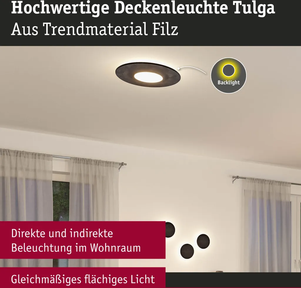 Paulmann Tulga LED Plafonnier extra plat avec technologie basse conso