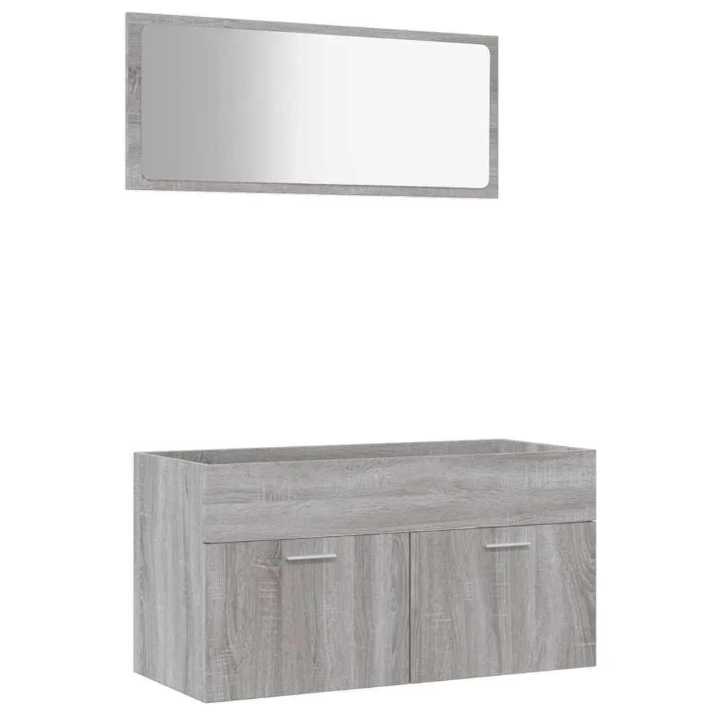 Arredo Bagno vidaXL Sospeso Grigio Sonoma - Design 2 Pezzi