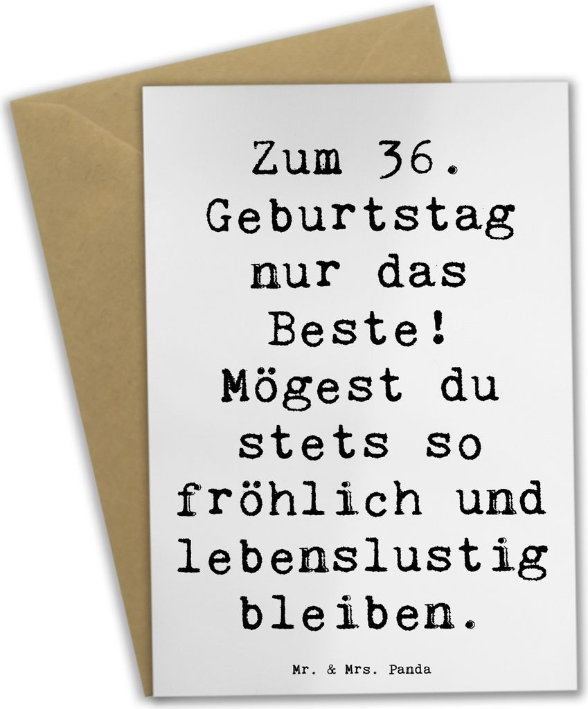 Mr. & Mrs. Panda Grußkarte Spruch 36. Geburtstag - Weiß - Geschenk, osterkarten, einladungskarten, Glückwunsch, Lebensfreude, osterkarte, Freund...
