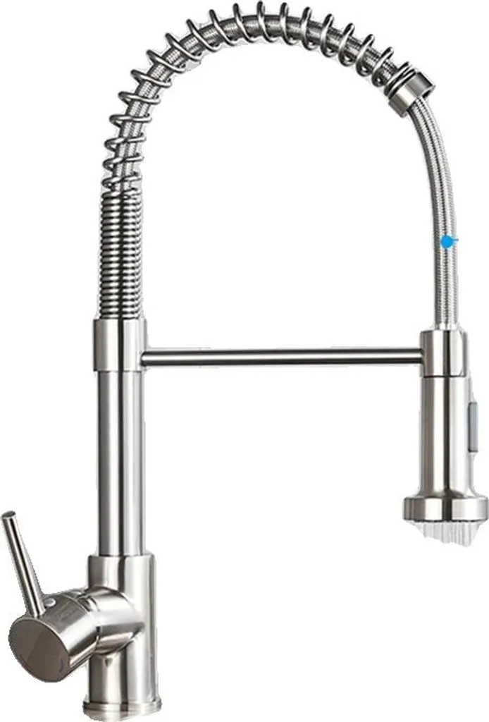 Robinet cuisine plafond gain de place, flexible brossé gris anti-trace
